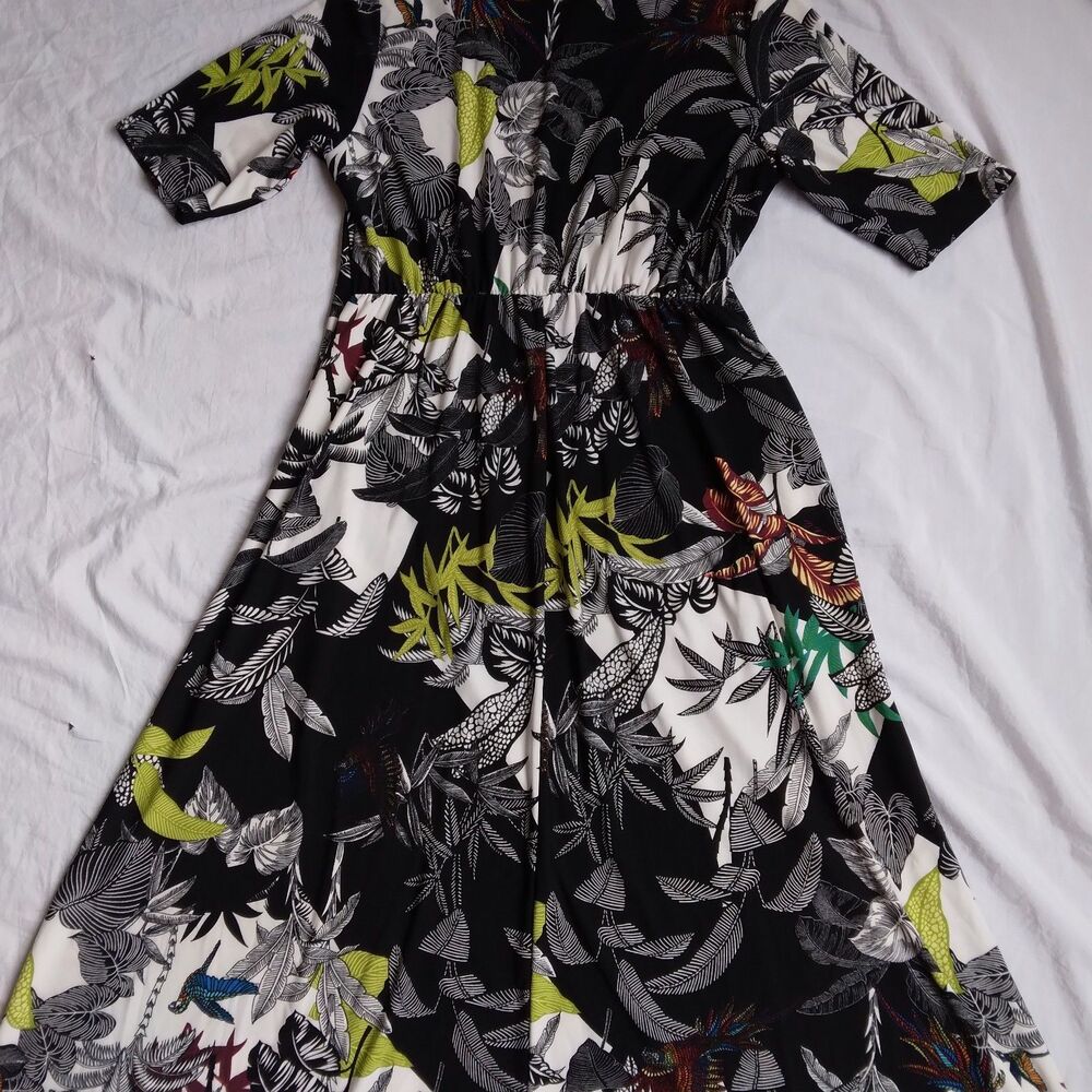 Attitudes by Renee Multicolor Rainforest Fit & Flare Dress Women's Medium Petite - Picture 14 of 14